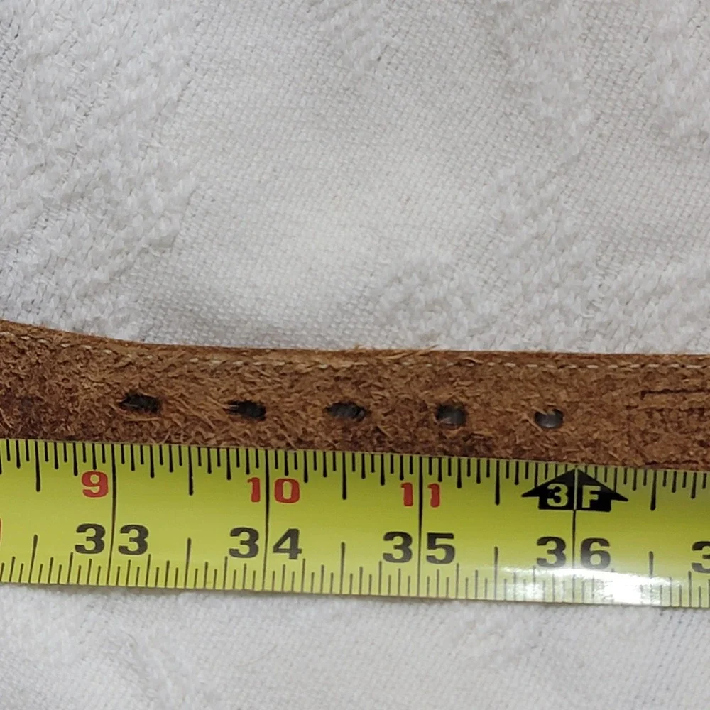 VTG L.L. Bean Braided Cotton Webbing Leather Belt Olive Green 36 SEE MEASUREMENT